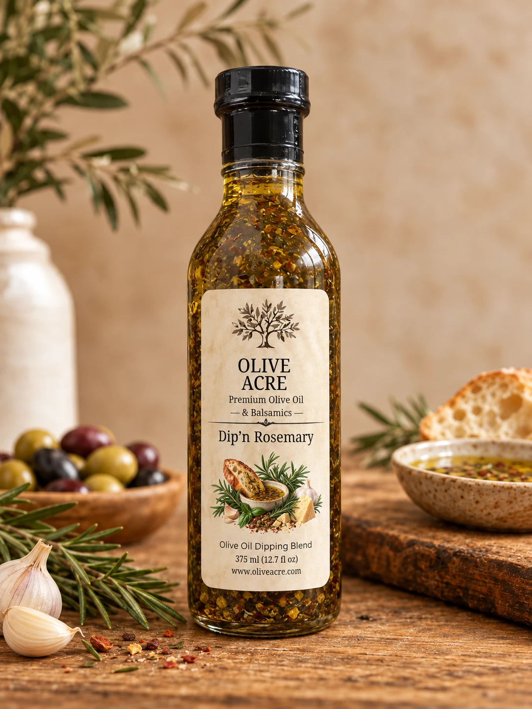 Olive Acre Dip'n Rosemary olive oil dipping blend bottle
